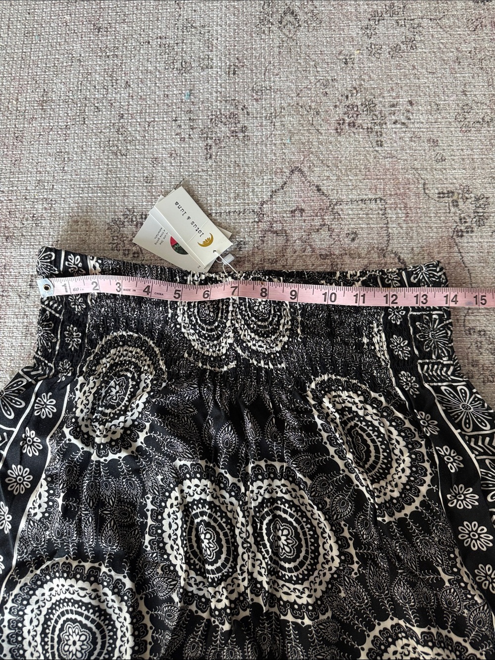Black & White Mandala Smocked Waist Joggers - Picture 6 of 9